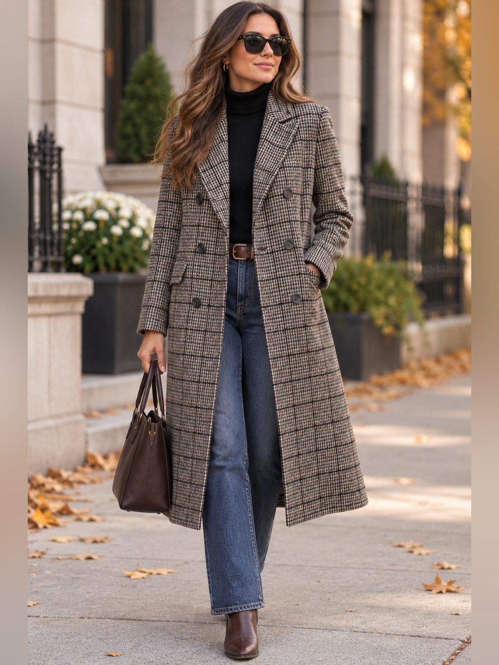 Vintage Pendleton Ltd 100% Virgin Wool Long Coat Plaid Double Breasted 10 USA